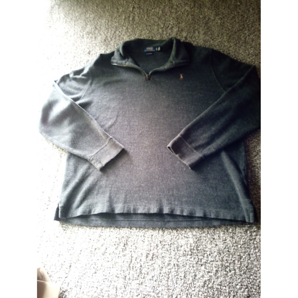 Polo Ralph Lauren Sweater Estate Rib Charcoal Gray 1/4 Zip XL Classic